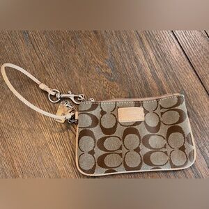Coach Brown and Tan Wristlet
